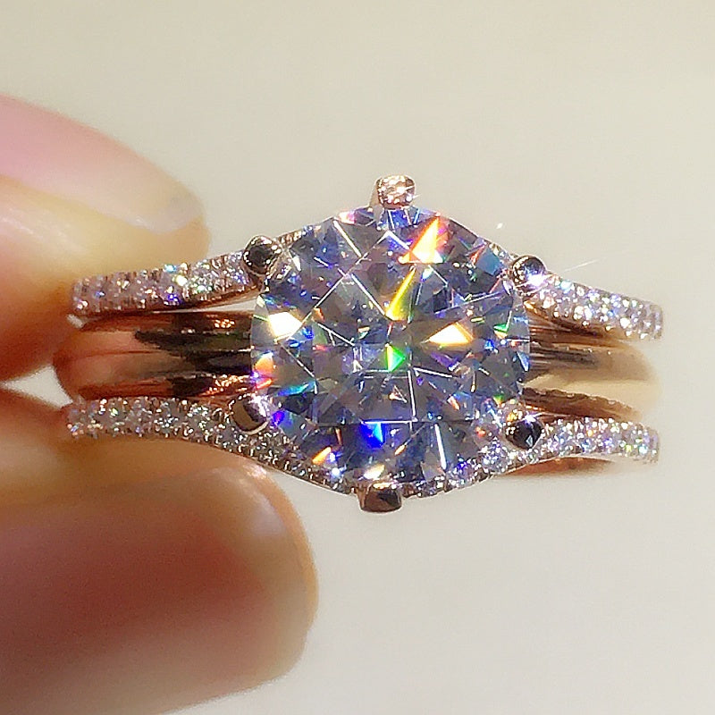 18K Gold Moissanite Matching Ring Set