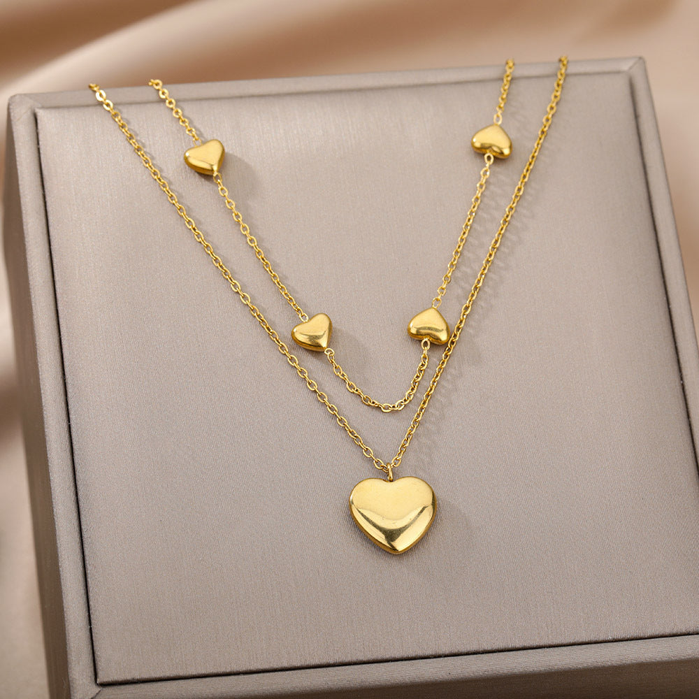 Multilayer Heart & Moon Star Choker Necklace