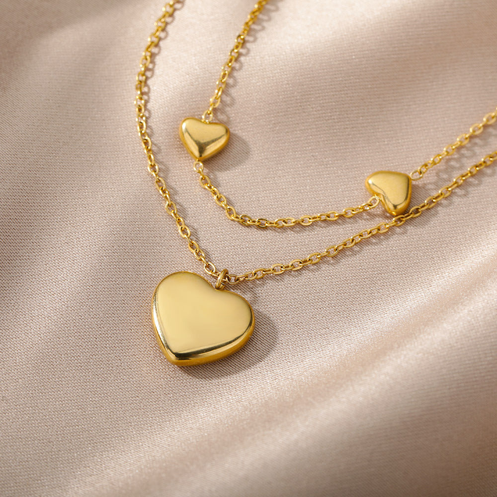 Multilayer Heart & Moon Star Choker Necklace